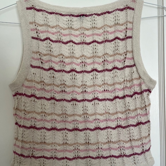 Basement Cropped Crochet Striped Sweater Vest - Picture 3 of 6